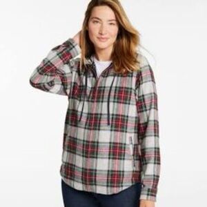 L.L. Bean Women's Scotch Plaid Flannel Shirt, Relaxed Zip Hoodie XS NWOT